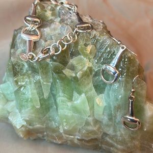 Snaffle bit bracelet and matching earrings sterling silver